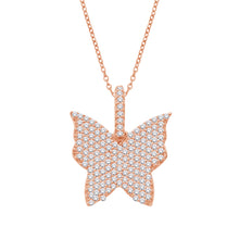 Cargar imagen en el visor de la galería, 10 Karat All Rose Gold 0.47 Carat Diamonds Butterfly Pendant-0832850-ALR
