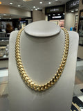 10K YELLOW GOLD MENS SOLID CUBAN CHAIN 24INCH