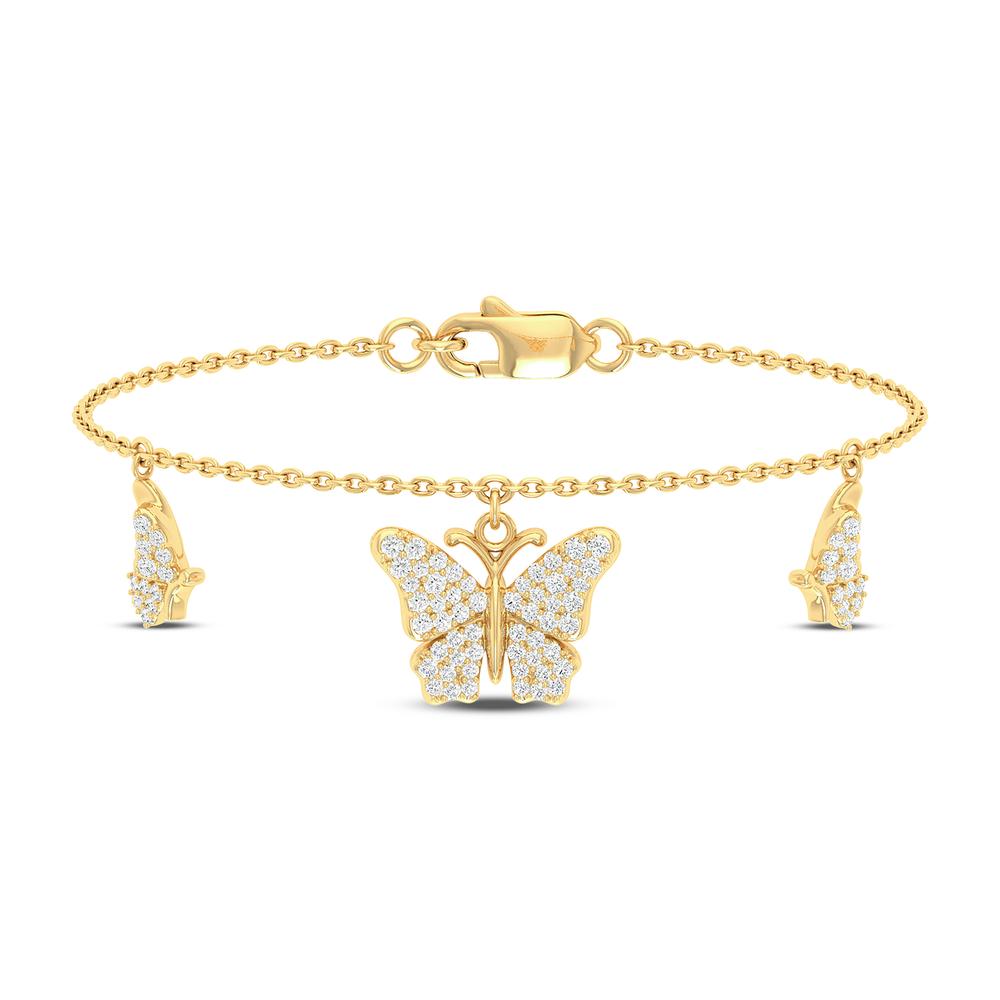 10 Karat Yellow Gold 0.44 Carat Diamonds Butterfly Hanging Ladies Bracelet-1229520-YG
