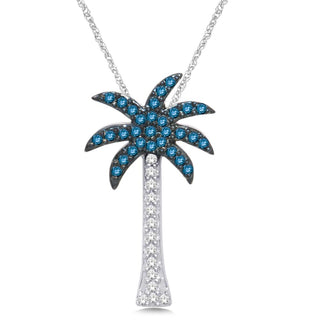 14K White Gold 1/4 Ct.Tw. Diamond Palm Tree Pendant