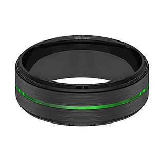 Tungsten Green Groove Men's Black Wedding Band