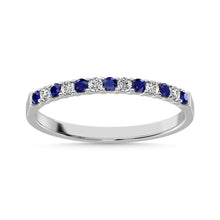 Load image into Gallery viewer, 14K White Gold 1/4 Ct.tw Alternate Blue Sapphire &amp; Diamond Machine Band