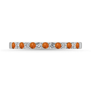 14K White Gold 1/5 Ct.Tw. Diamond And Citrine Machine Band