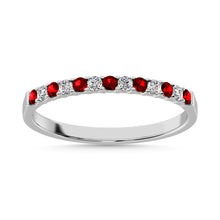 Load image into Gallery viewer, 14K White Gold Machine Band 1/4 Ct.tw  Alternate Garnet and Diamond