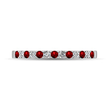 Load image into Gallery viewer, 14K White Gold Machine Band 1/4 Ct.tw  Alternate Garnet and Diamond