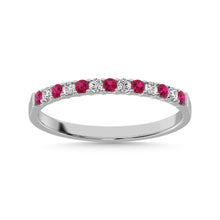 Cargar imagen en el visor de la galería, 14K White Gold 1/3 Ct.Tw. Alternate Diamond And Pink Sapphire Machine Band