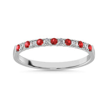 Load image into Gallery viewer, 14K White Gold 1/4 Ct.Tw. Alternate Diamond And Ruby Machine Band