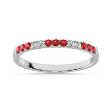 Cargar imagen en el visor de la galería, 14K White Gold 1/4 Ct.Tw. Alternate Diamond 4 And Ruby 9 Machine Band