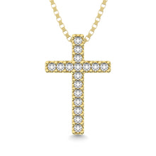 Load image into Gallery viewer, Classic Diamond Cross Pendant 1/10 Ct.Tw. 10K Yellow Gold
