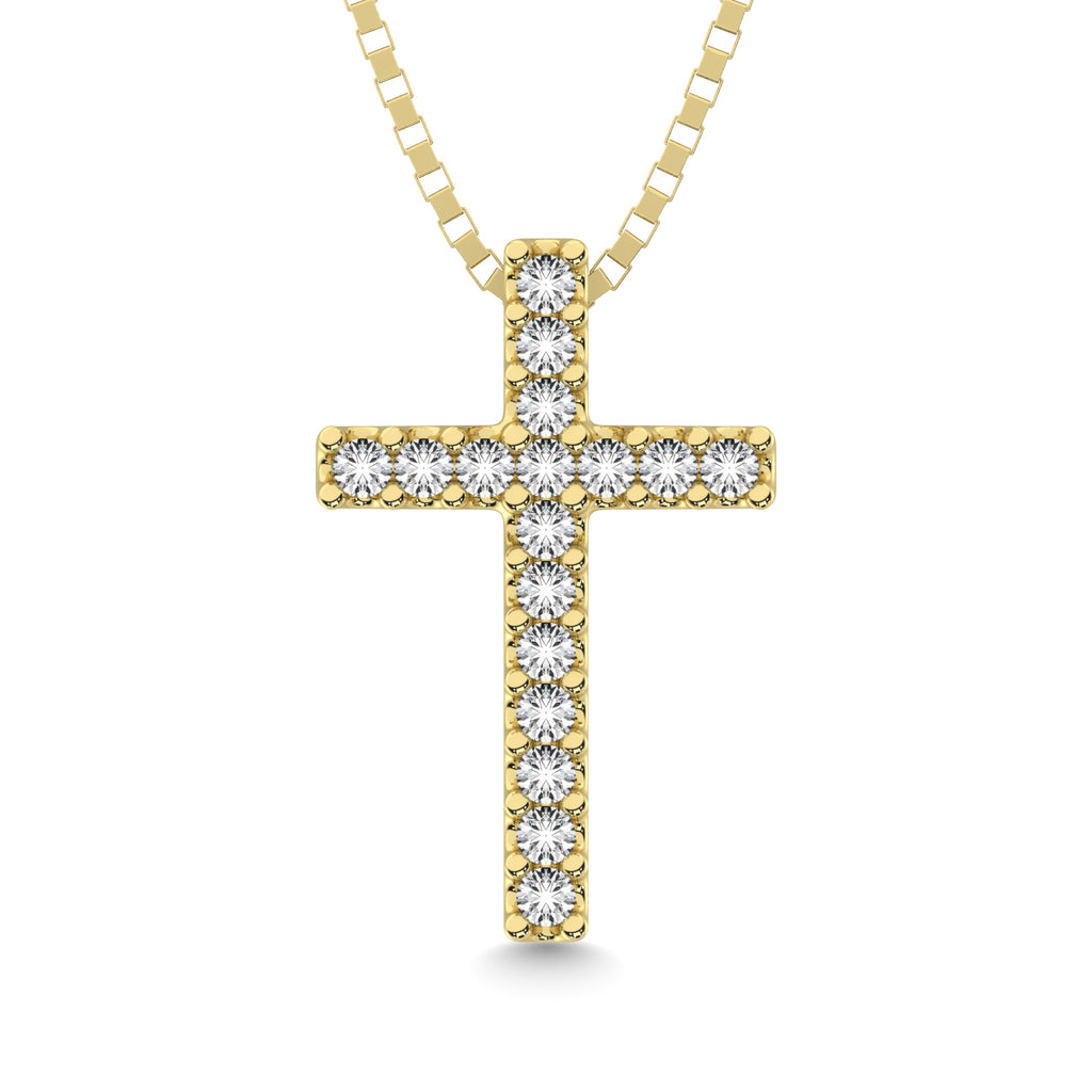 Classic Diamond Cross Pendant 1/10 Ct.Tw. 10K Yellow Gold