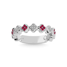 Cargar imagen en el visor de la galería, 14K White Gold 1/3 Ct.tw Alternate Ruby &amp; Diamond Stackable Band