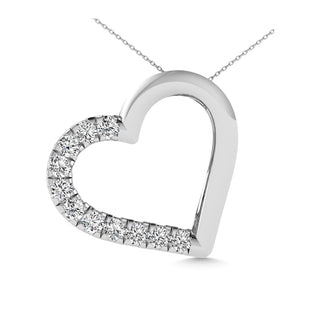 10K White Gold 1/10 Ct.tw Diamond Heart Pendant