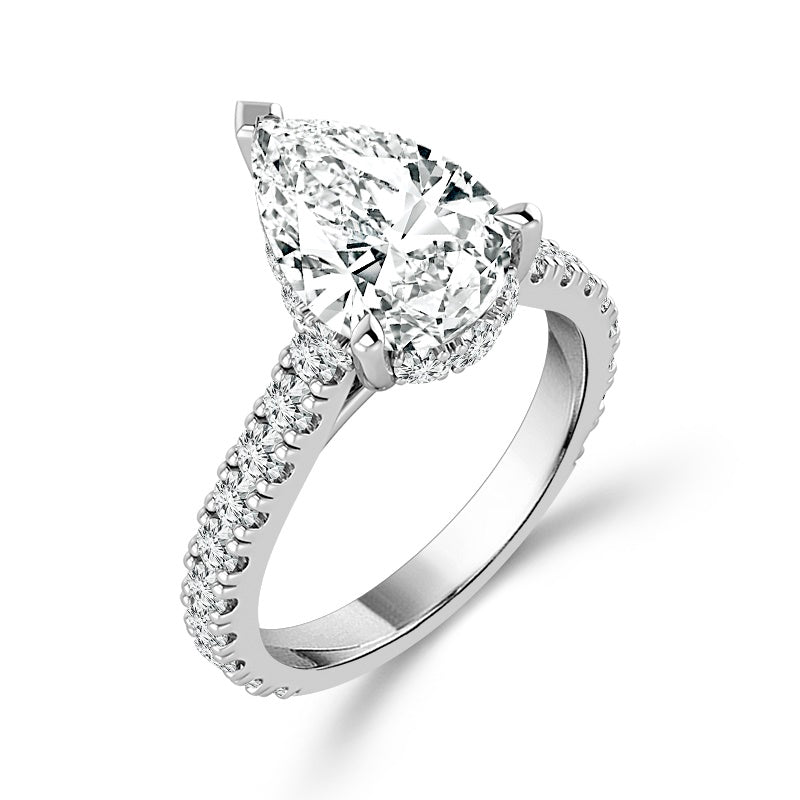 Diamond Bridal Ring 3 ct tw Center PE 14k White Gold LAB