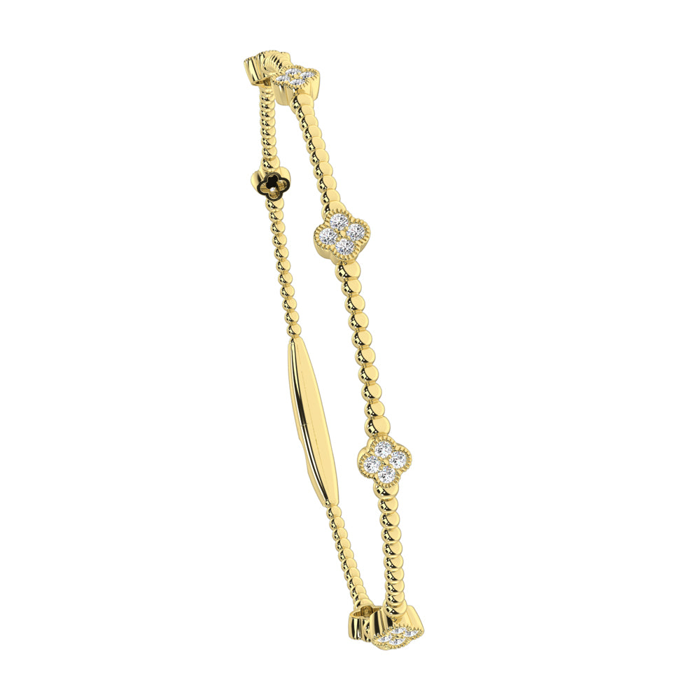 14K Yellow Lab Grown 7/8 Ct.Tw. Clover Flexi Bangle