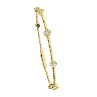 14K Yellow Lab Grown 7/8 Ct.Tw. Clover Flexi Bangle