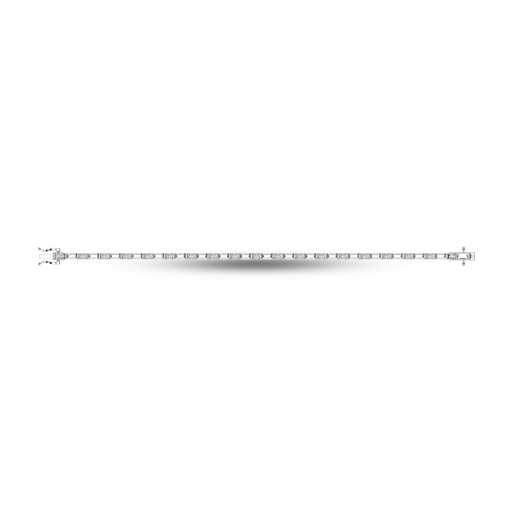 14K White Gold Round & Baguette Lab Grown Diamond 5 Ct.Tw. Tennis Bracelet