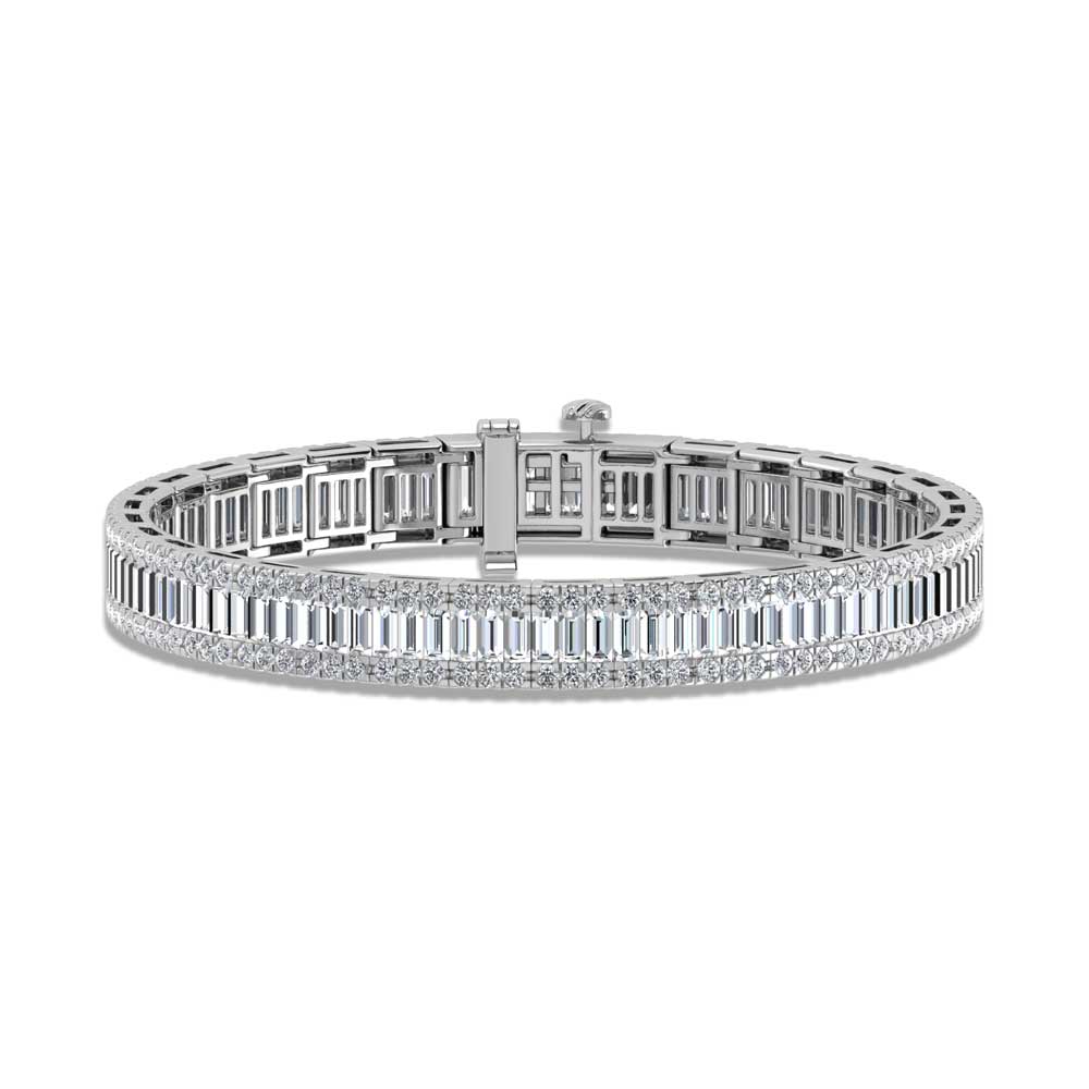 14K White Gold Round & Baguette Lab Grown Diamond 8 1/2 Ct.Tw. Tennis Bracelet