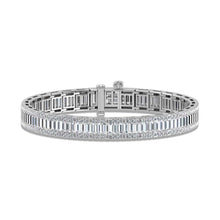 Cargar imagen en el visor de la galería, 14K White Gold Round &amp; Baguette Lab Grown Diamond 8 1/2 Ct.Tw. Tennis Bracelet