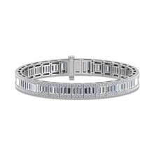 Load image into Gallery viewer, 14K White Gold Round &amp; Baguette Lab Grown Diamond 9 Ct.Tw. Tennis Bracelet