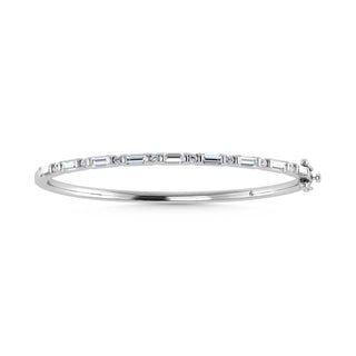 14K White Gold Lab Grown Diamond 7 Ct.Tw. Cuff Bangle