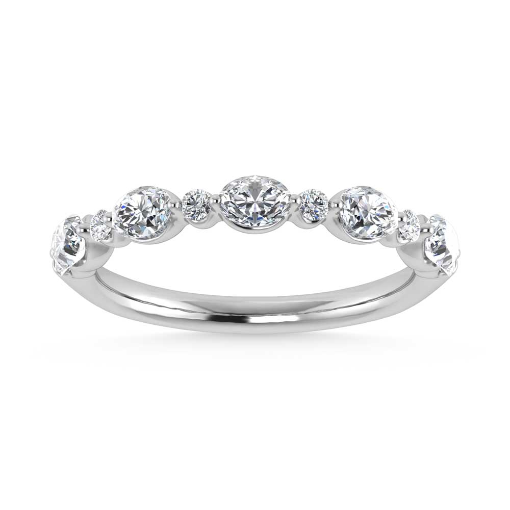 14K White Gold Lab Grown Diamond 1/3 Ct.Tw. Marquise and Round Shared Prong Set Stackable Band