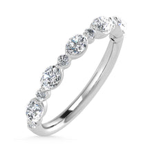 Load image into Gallery viewer, 14K White Gold Lab Grown Diamond 1/3 Ct.Tw. Marquise and Round Shared Prong Set Stackable Band