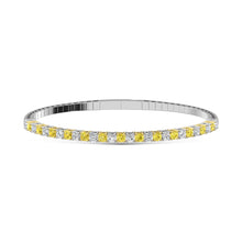 Cargar imagen en el visor de la galería, 14K White Gold 2 Ct.Tw. Labgrown Alternate Yellow and White Diamond Flexi Bangle