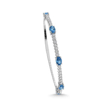 Cargar imagen en el visor de la galería, 14K White Gold   3 5/8 Ct.Tw. white and Oval Shape Blue Lab Grown Diamond Bangle