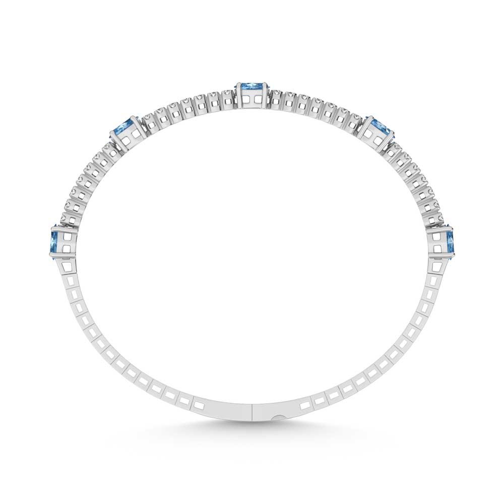 14K White Gold   3 5/8 Ct.Tw. white and Oval Shape Blue Lab Grown Diamond Bangle