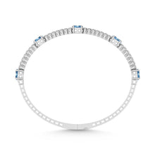 Cargar imagen en el visor de la galería, 14K White Gold   3 5/8 Ct.Tw. white and Oval Shape Blue Lab Grown Diamond Bangle