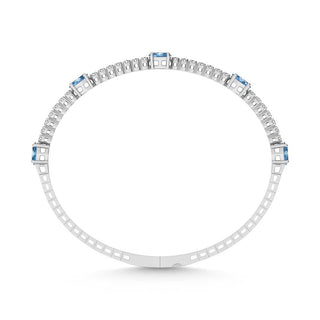 14K White Gold   3 5/8 Ct.Tw. white and Oval Shape Blue Lab Grown Diamond Bangle