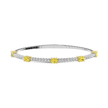 Cargar imagen en el visor de la galería, 14K White Gold   3 5/8 Ct.Tw. white and Oval Shape Yellow Lab Grown Diamond Bangle