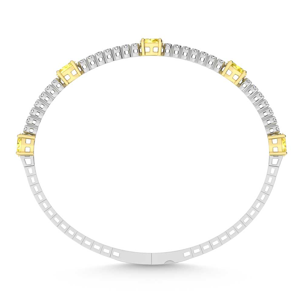 14K White Gold   3 5/8 Ct.Tw. white and Oval Shape Yellow Lab Grown Diamond Bangle