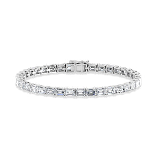14K White Gold 10 Ct.Tw. Emerald Horizontal Shape Labgrown Diamond Tennis Bracelet