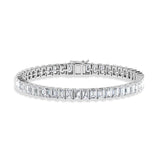 14K White Gold 14 Ct.Tw. Labgrown Diamond Vertical Emerald Shape Tennis Bracelet