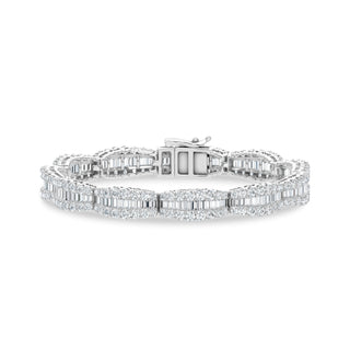 14K White Gold Lab Grown Diamond 7 Ct.Tw. Round and Baguette Fancy Bracelet