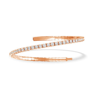 Lab Grown Diamond 1 Ct.Tw. Half Way Flexible Bangle in 14K Rose Gold (Size 6.75)