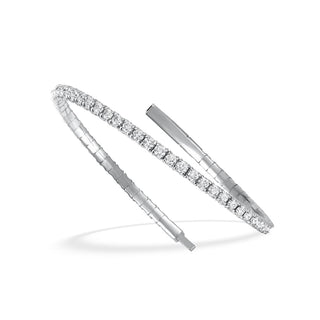 Lab Grown Diamond 1 Ct.Tw. Half Way Flexible Bangle in 10K White Gold (Size 6.75)