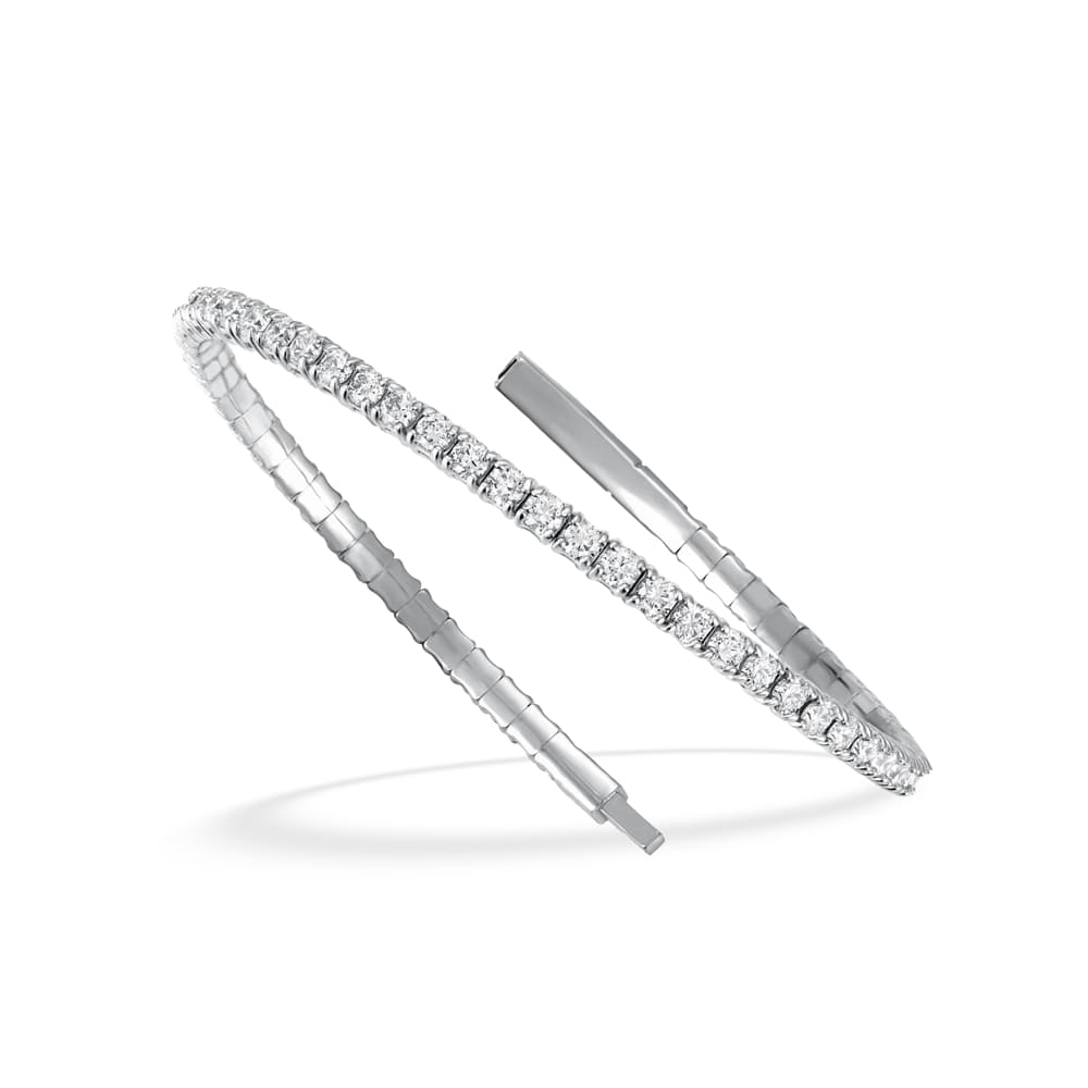 Lab Grown Diamond 4 Ct.Tw. Half Way Flexible Bangle in 14K White Gold (Size 6.75)