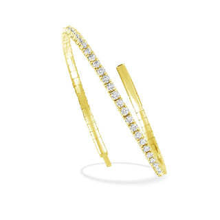 Lab Grown Diamond 1 Ct.Tw. Half Way Flexible Bangle in 10K Yellow Gold (Size 6.75)