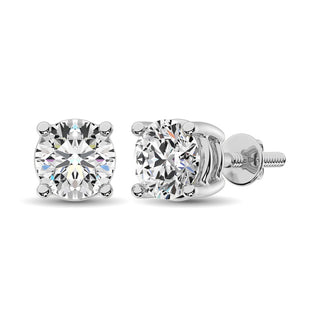 14K White Gold Lab Grown Diamond 1 Ct.Tw. Non certified HPHT VS1+ G+ Solitaire Studs (Available in 0.50ctw to 4ctw)