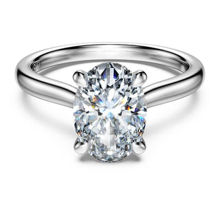 14K WHITE GOLD 2.00CTW LAB GROWN OVAL SOLITAIRE ENG RING