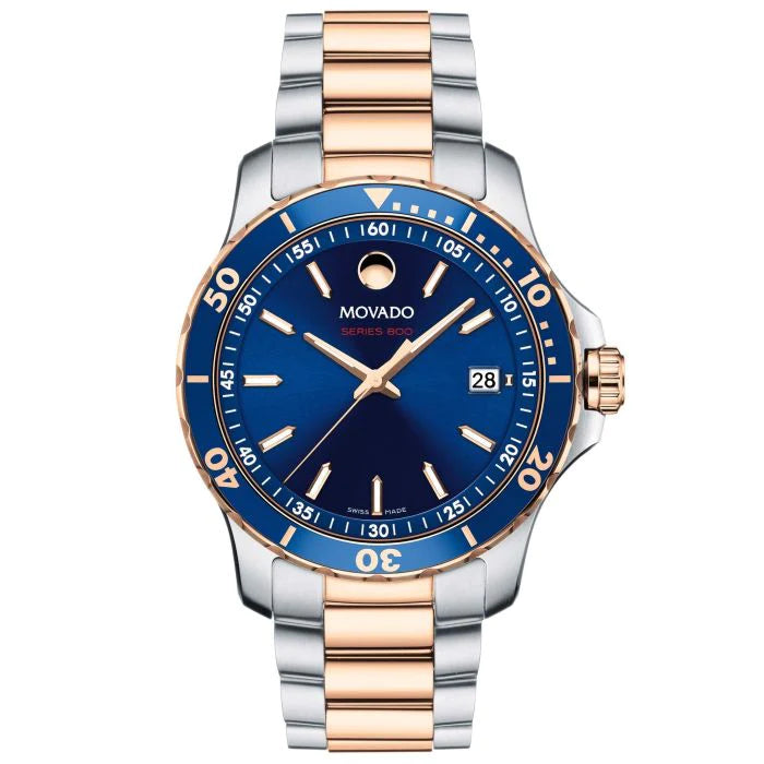 Movado Series 800 Two-Tone Rose Gold y Royal Blue Dial 2600149