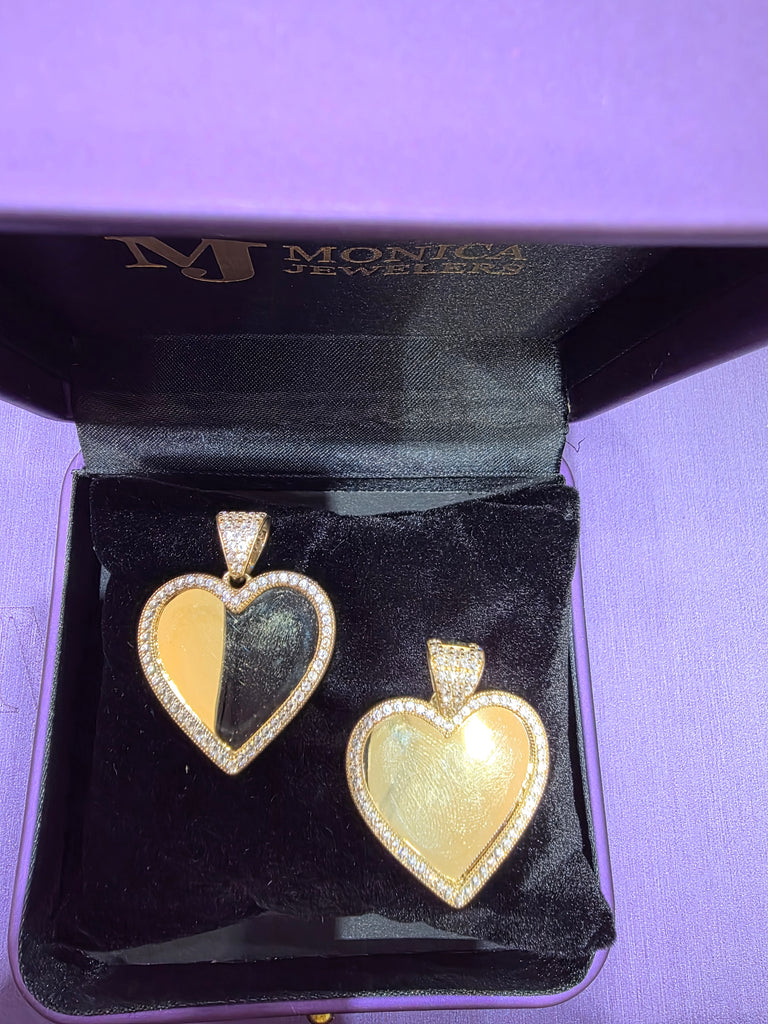 10K YG SMALL CZ HEART MEMORY PENDANT