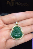 10K YG GREEN LAUGHING BUDDAH PENDANT 1.20CTW W/ CHAIN
