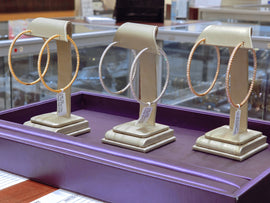 14K INSIDE OUTSIDE DIA HOOP EARRINGS