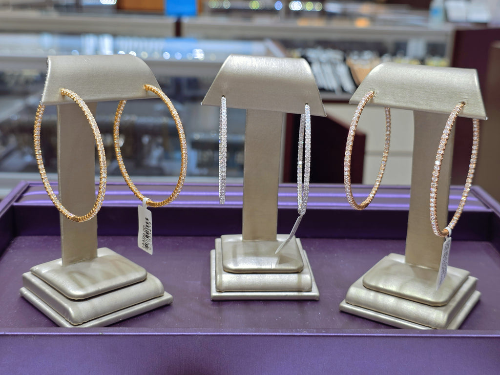 14K INSIDE OUTSIDE DIA HOOP EARRINGS