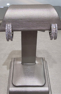 14K WG 1CTW DIAMOND W/ BAGUETTE HOOP EARRINGS