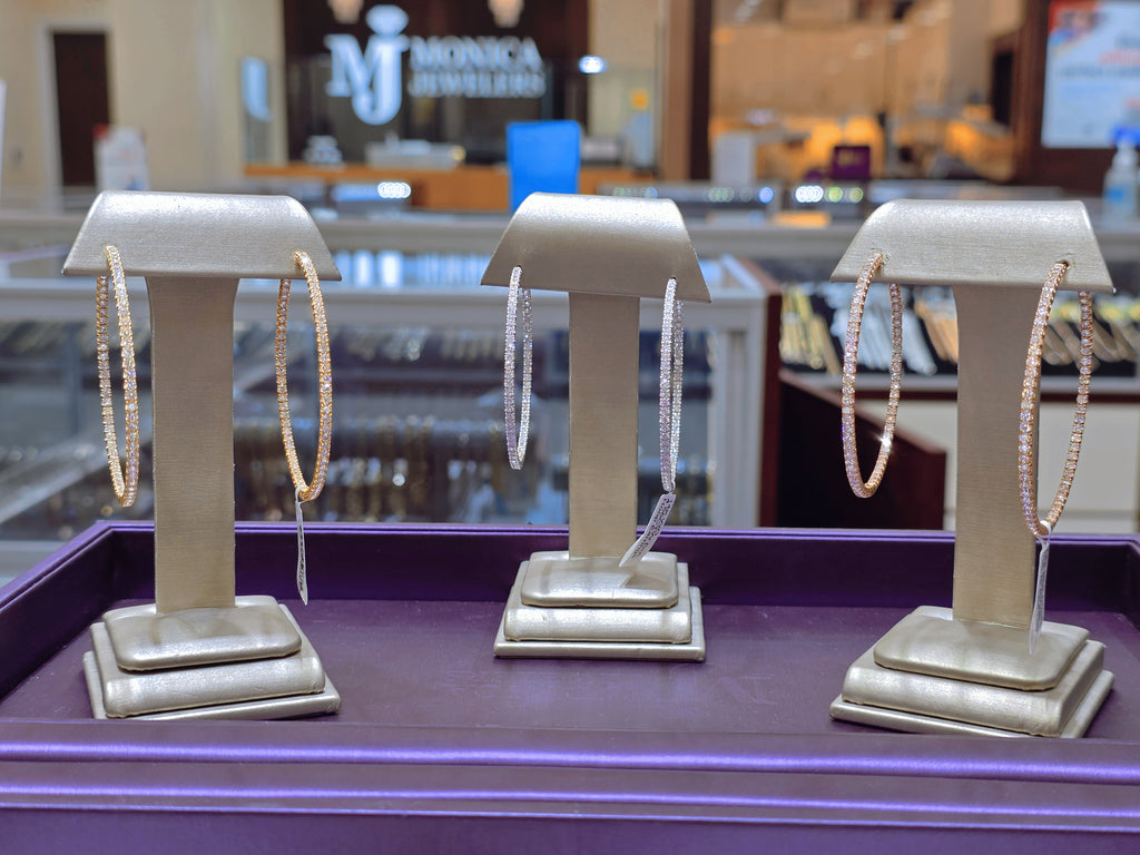 14K INSIDE OUTSIDE DIA HOOP EARRINGS