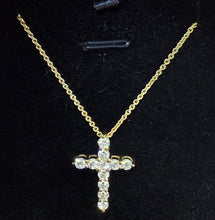 Cargar imagen en el visor de la galería, 14K YELLOW GOLD NECKLACE W/ DIAMOND CROSS PENDANT